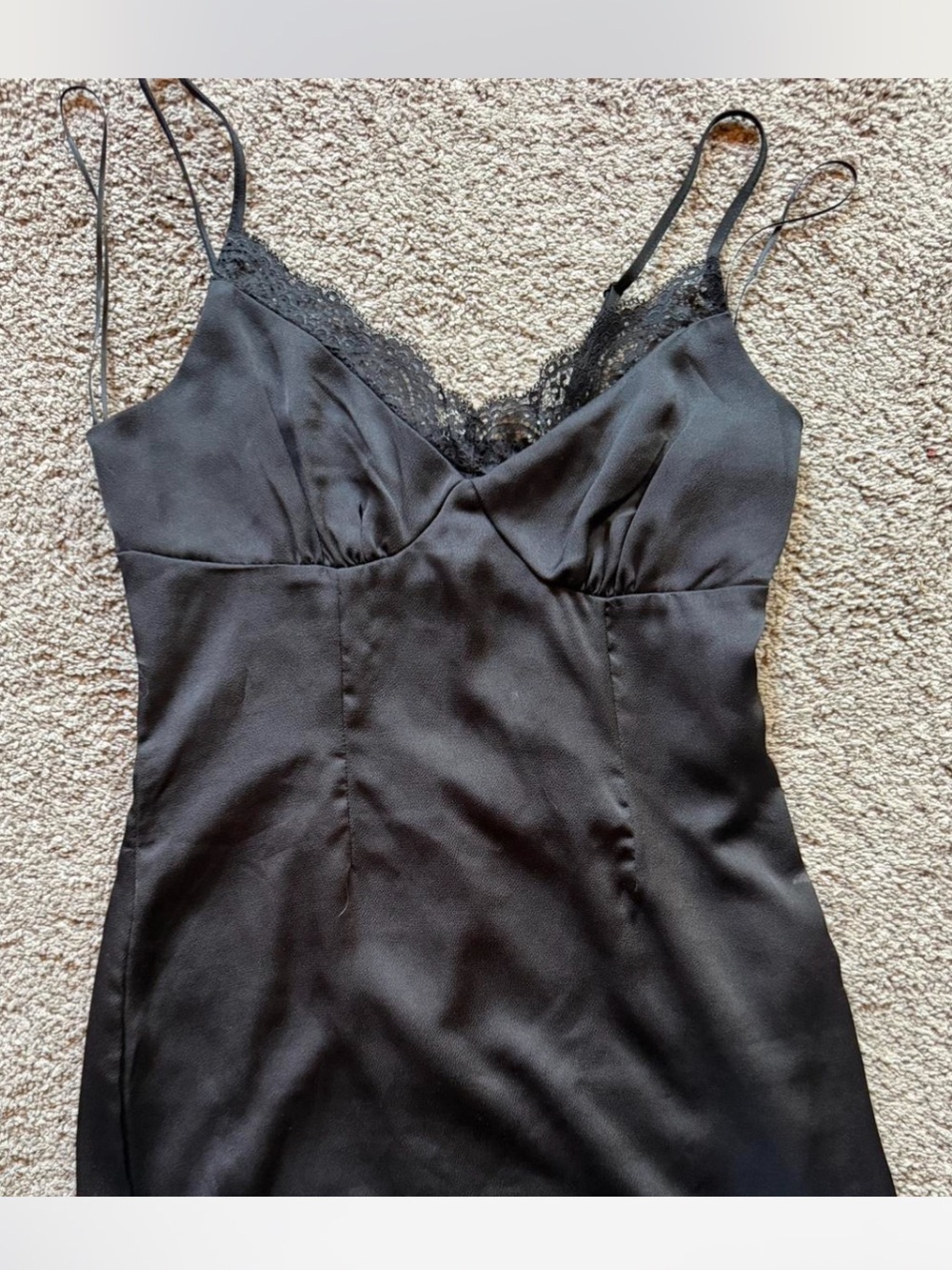 La Hearts Black Lace-Trim mini slip dress